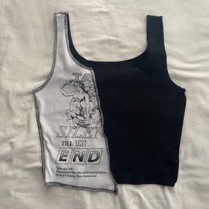 A half black half white crop top